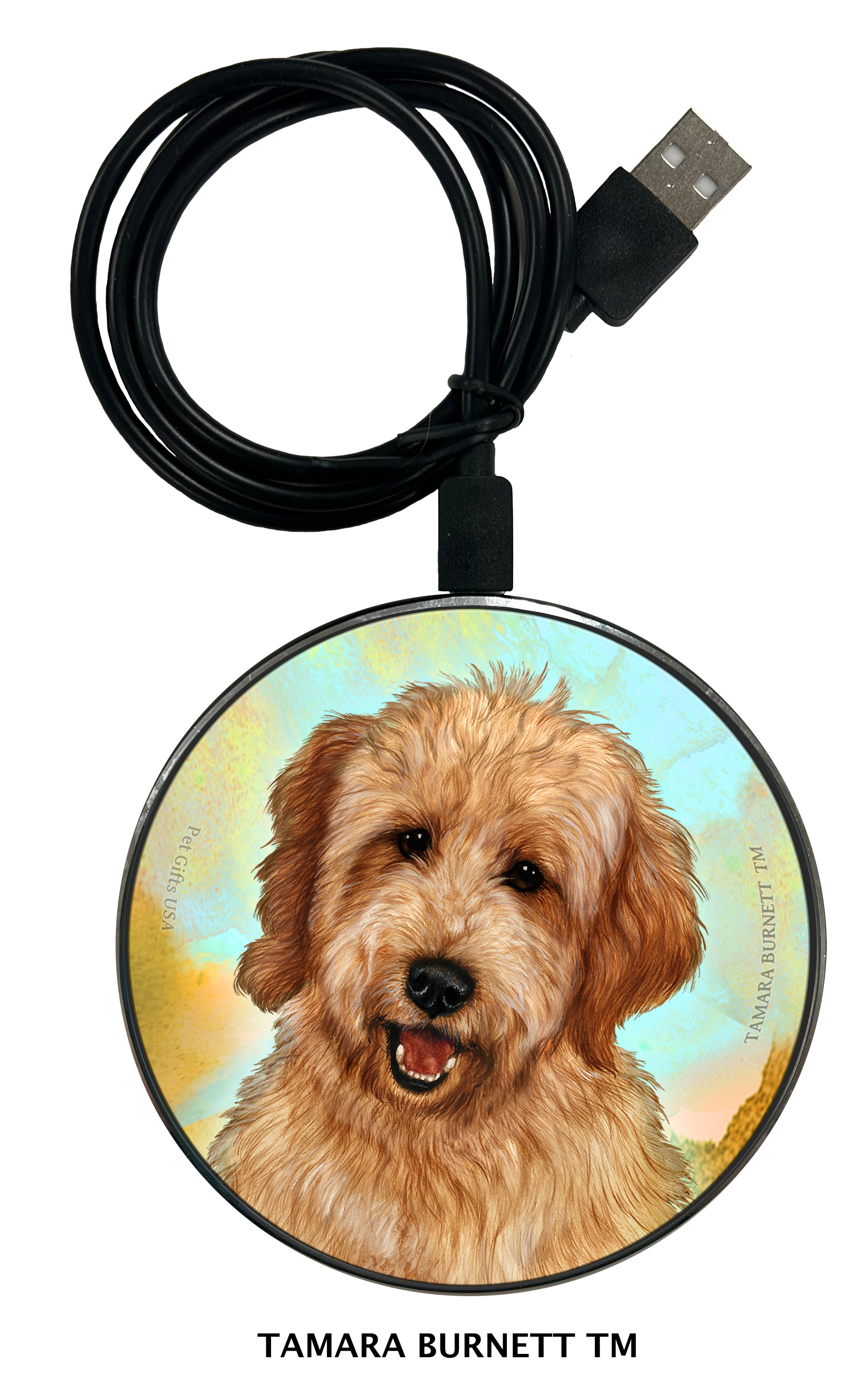 An image of product 29789 - Goldendoodle Apricot - Zoomies Phone Charger